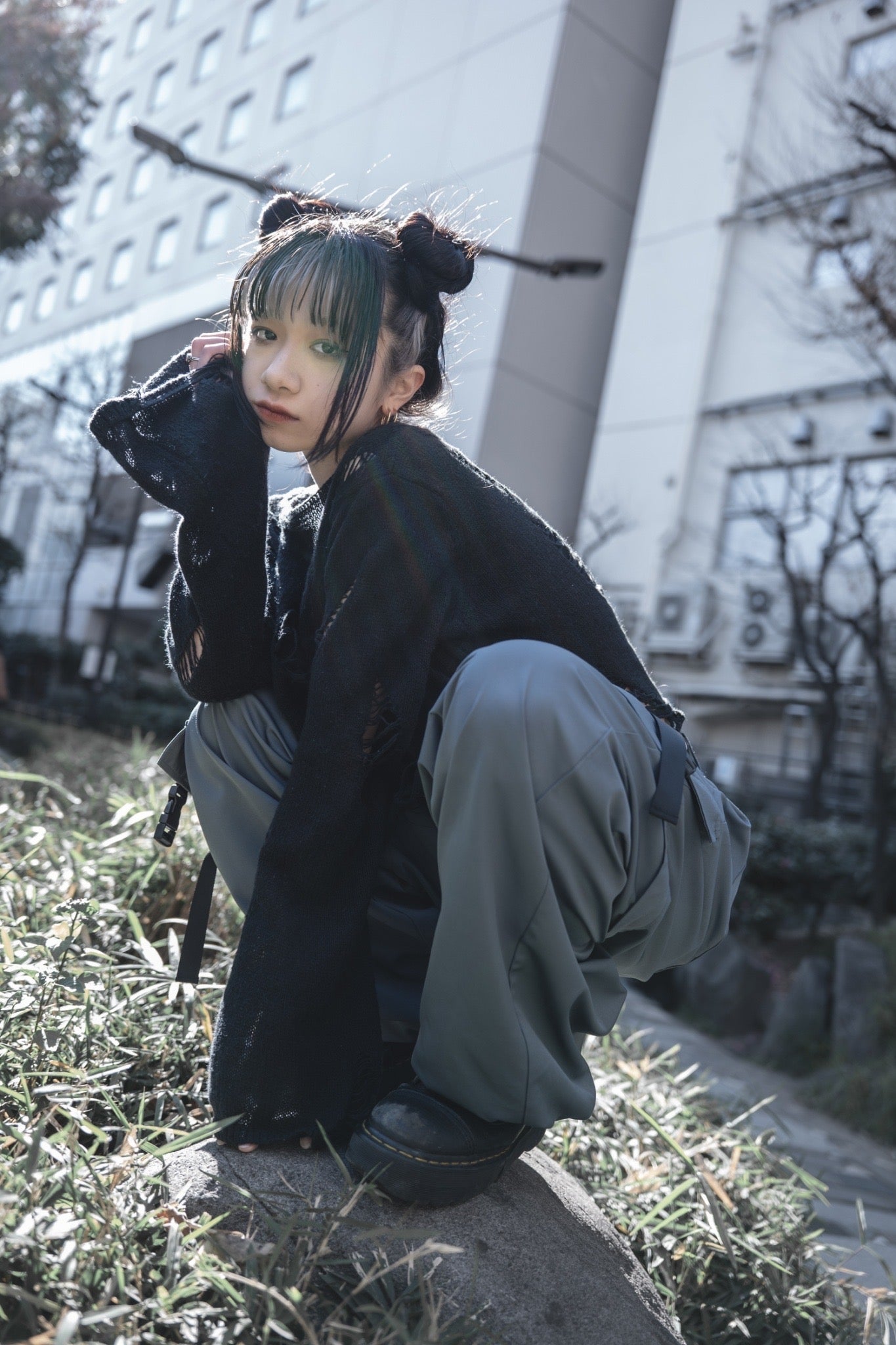 【再販】gibous scorpion zipper cargo trousers gray