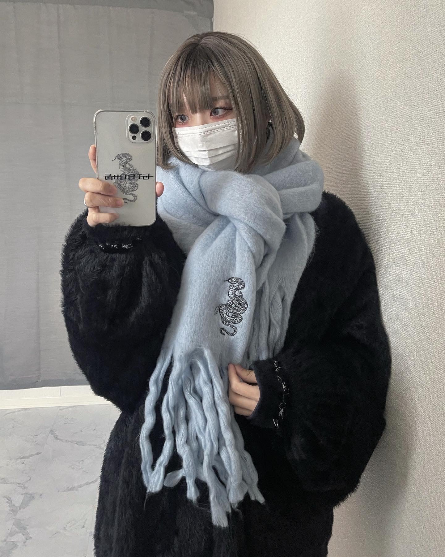 【再販】gibous fluffy scarf baby blue
