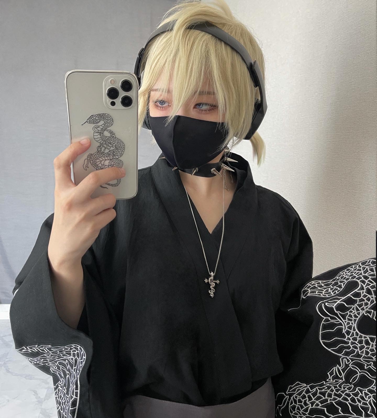 【再販】gibous dark snake yukata black