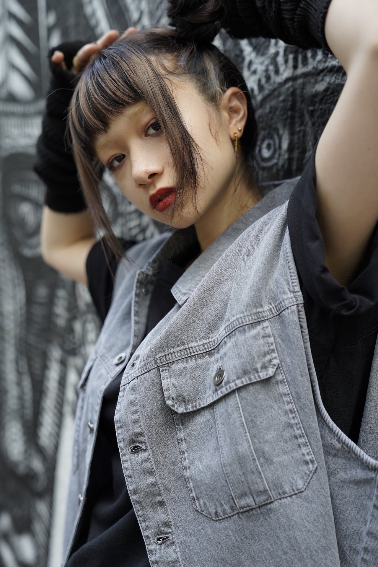 gibous snake scorpion denim vest
