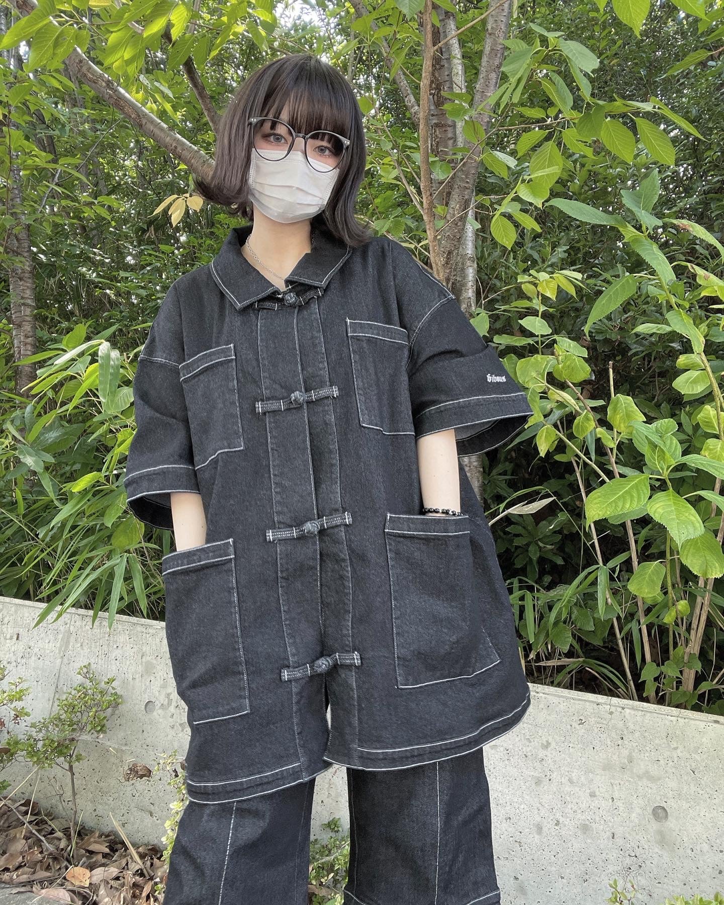 【再販】gibous china stitch denim tops