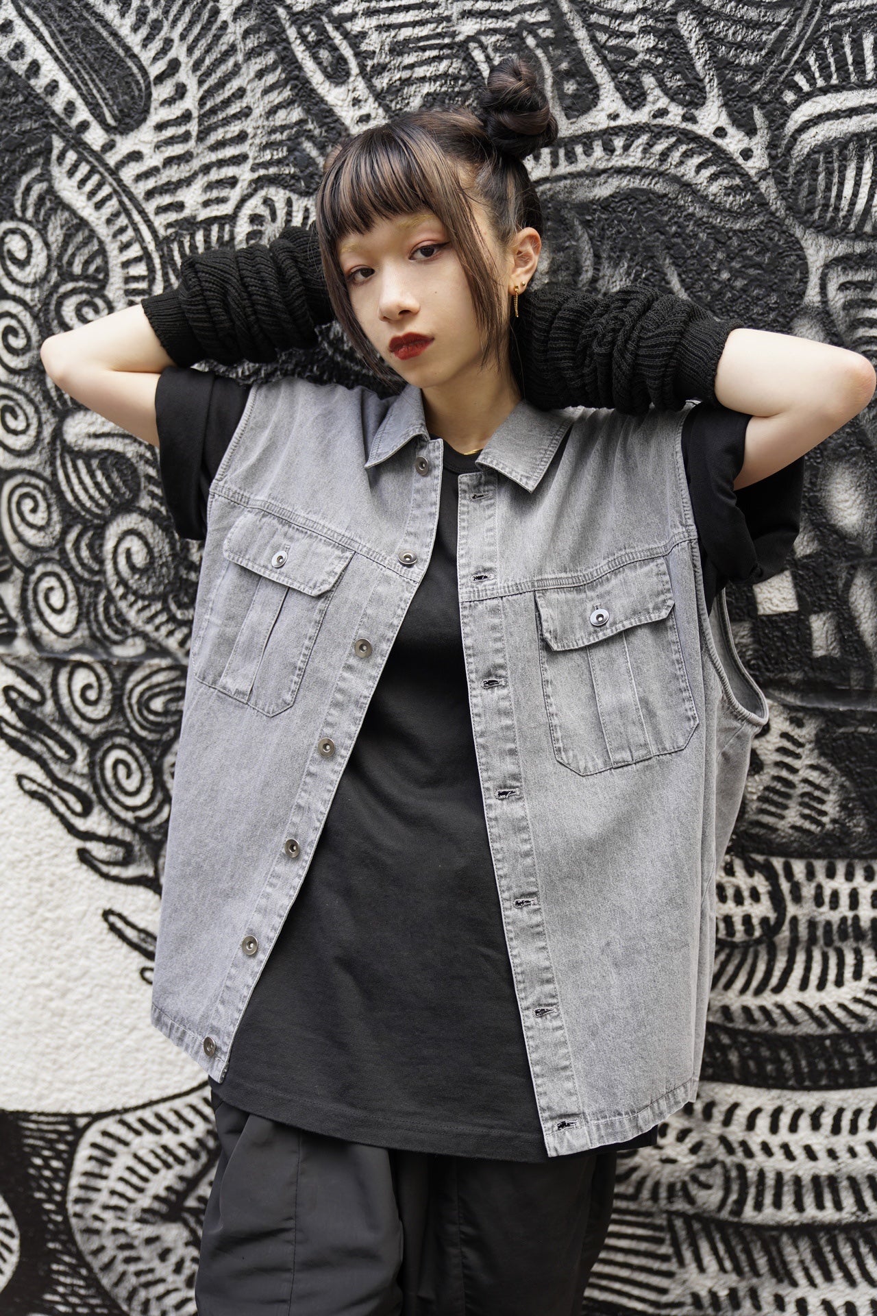 gibous snake scorpion denim vest