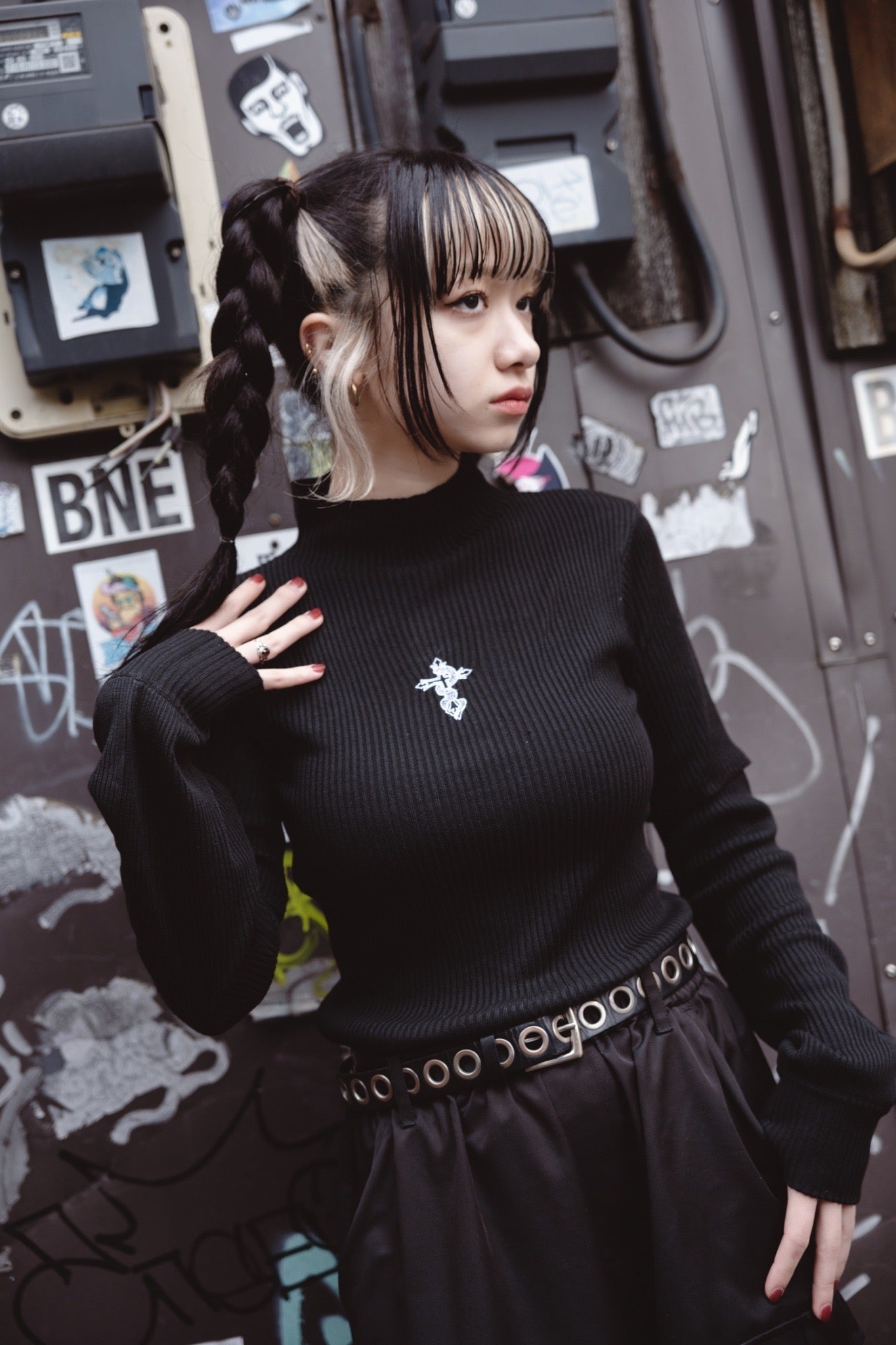 gibous 3way snake cross turtleneck