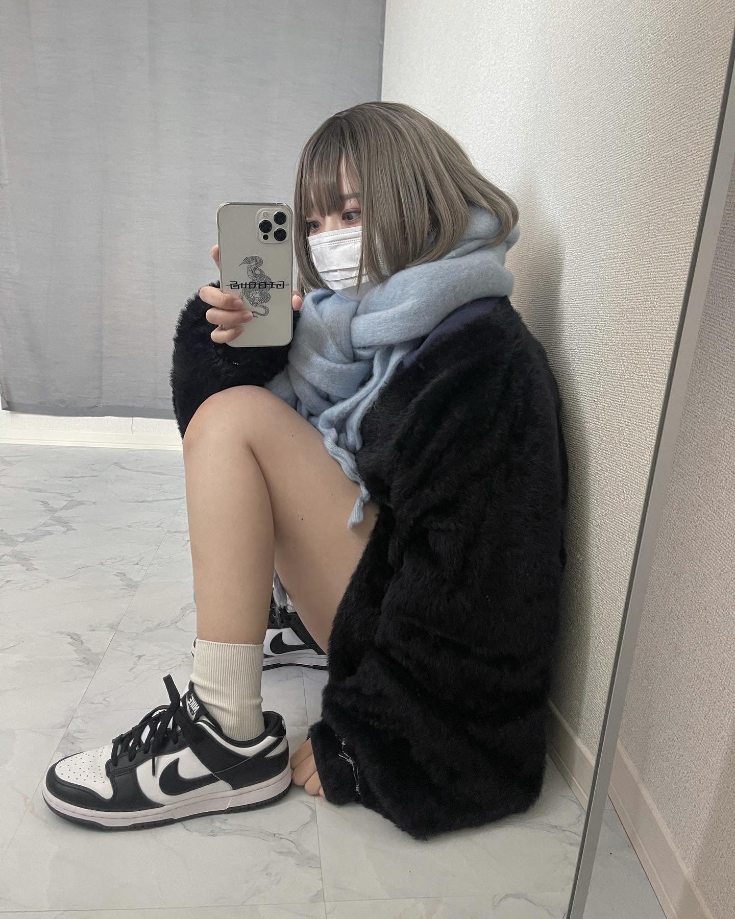 【再販】gibous fluffy scarf baby blue