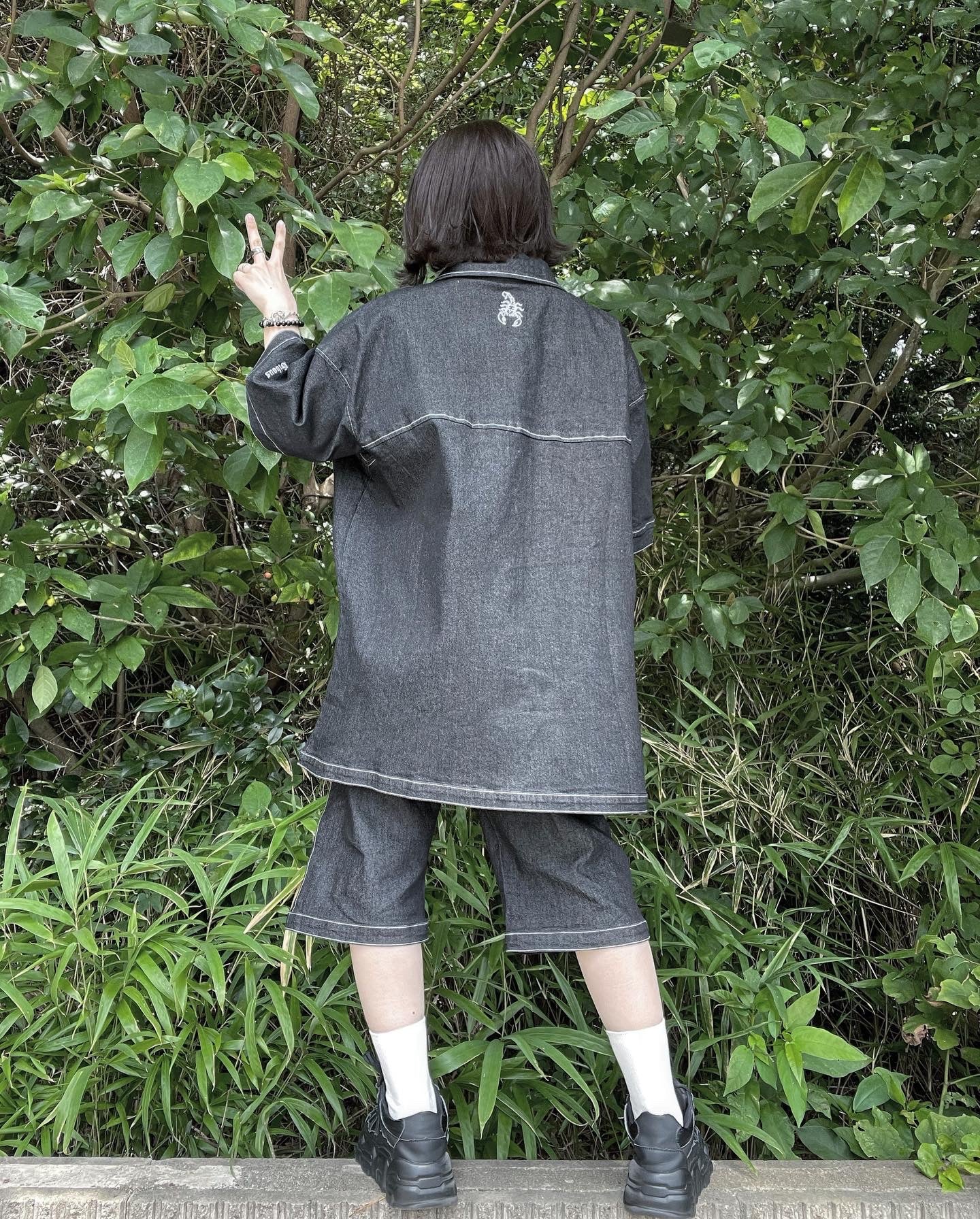 【再販】gibous china stitch denim tops