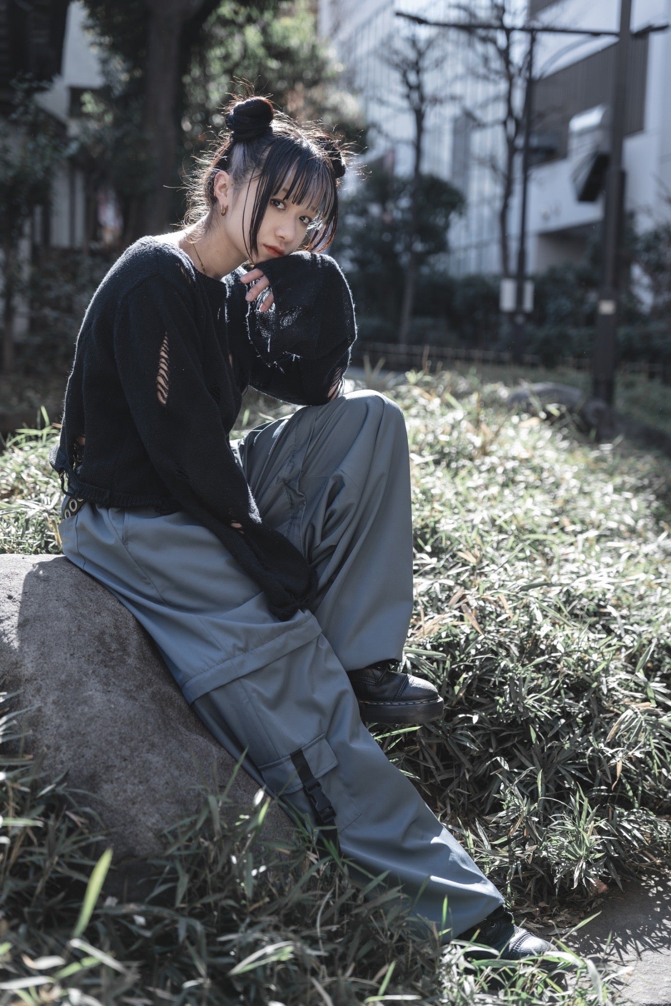 【再販】gibous scorpion zipper cargo trousers gray