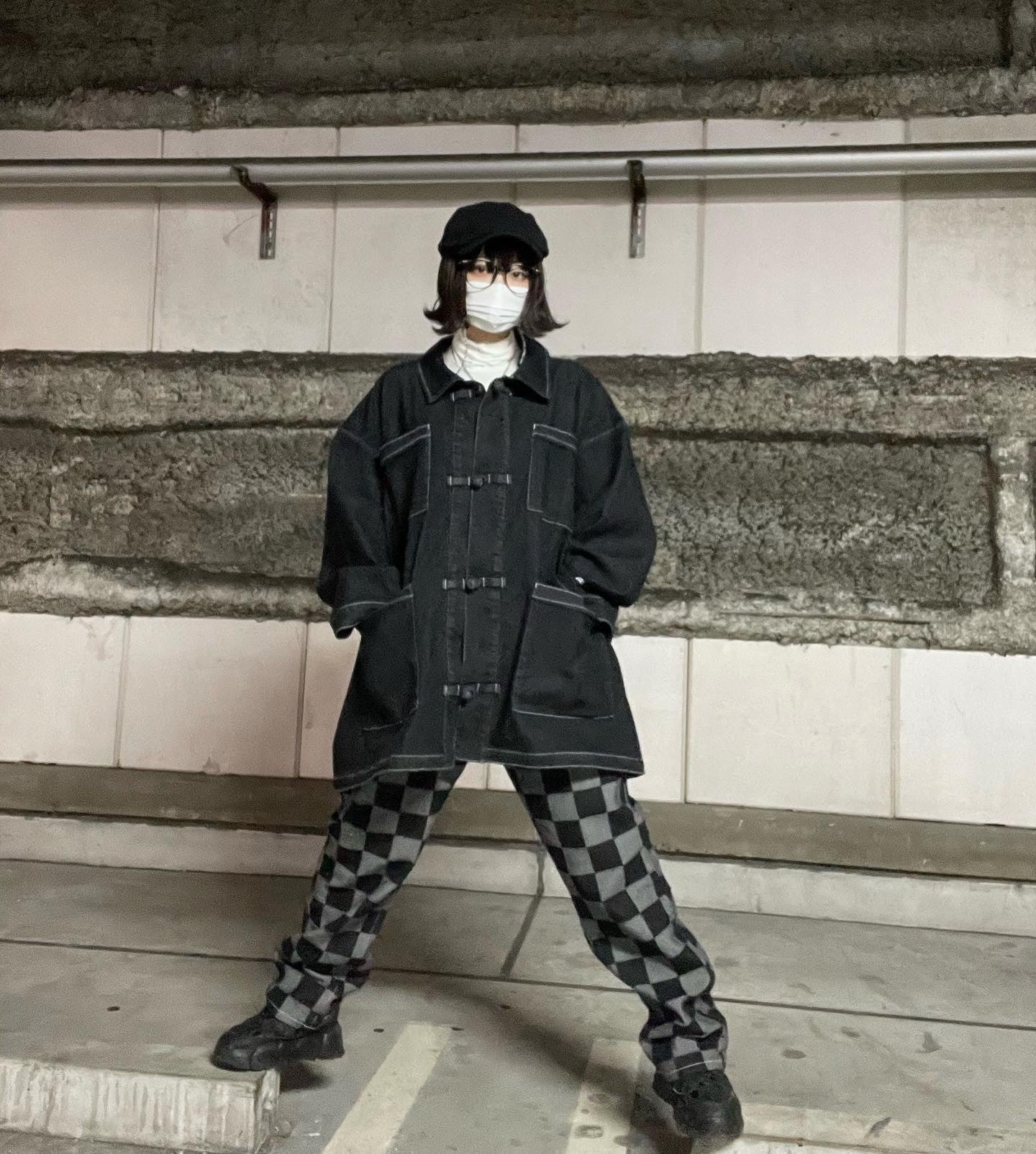 【再販】gibous china stitch denim tops long