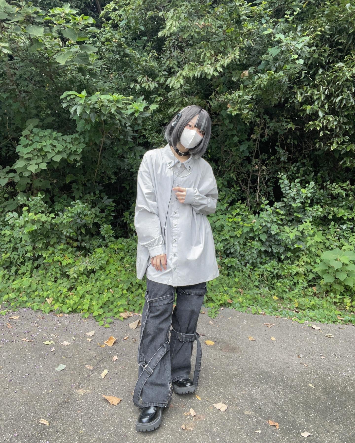 【再販】gibous butterfly chain long shirt gray