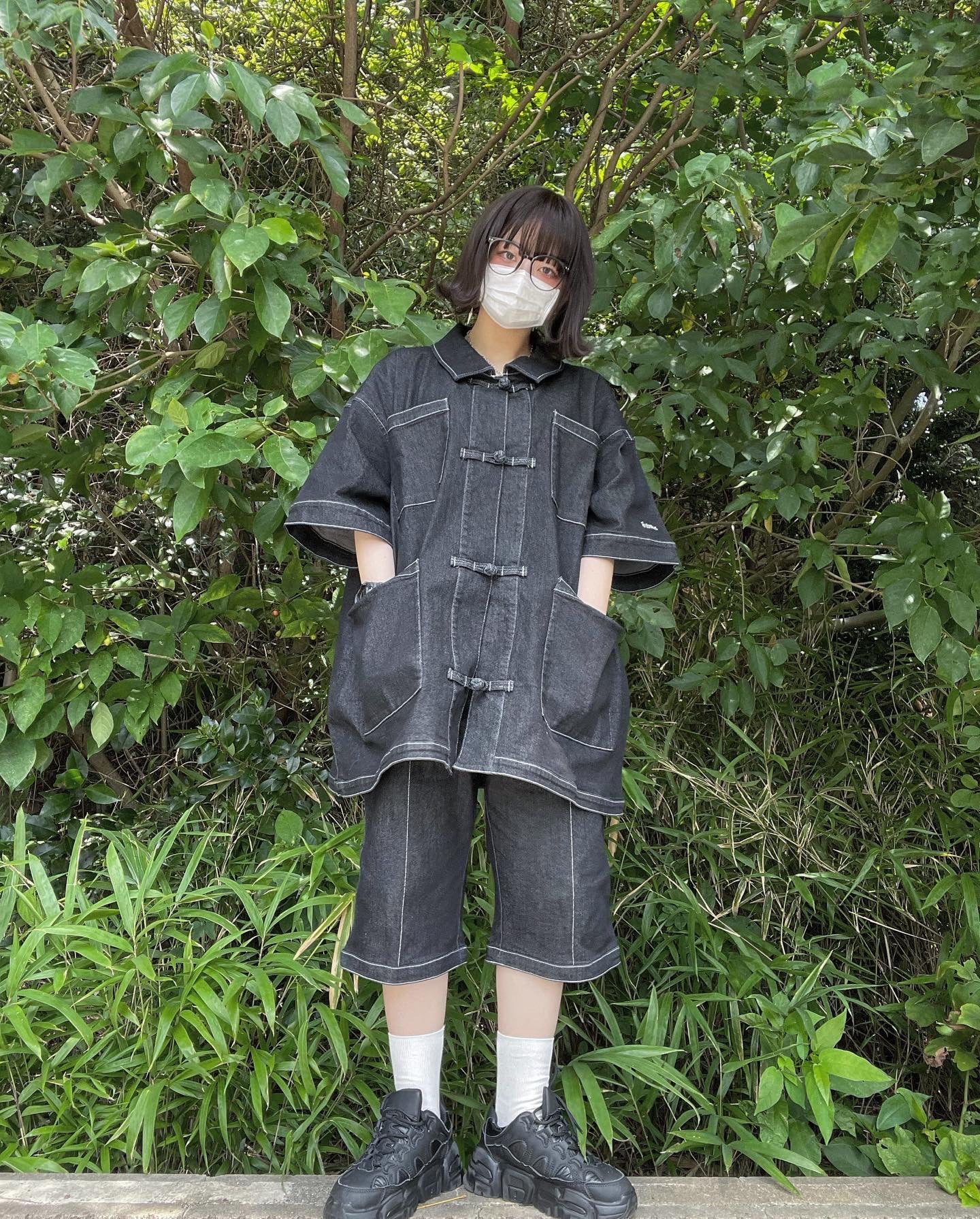 【再販】gibous china stitch denim tops