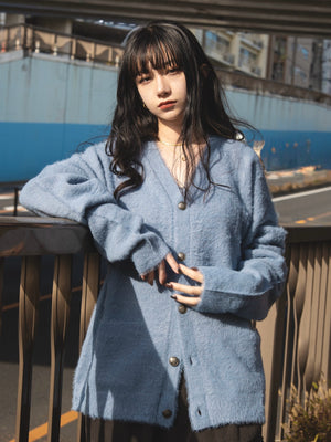 gibous original button cardigan smoky blue