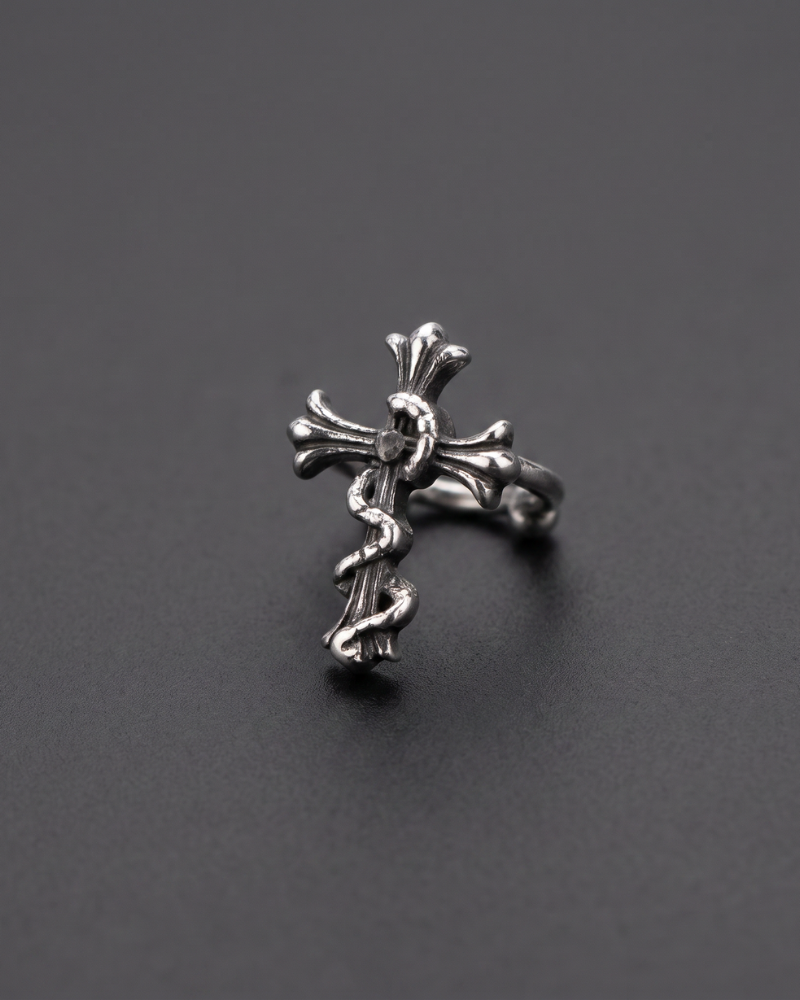 gibous snake cross ear cuff