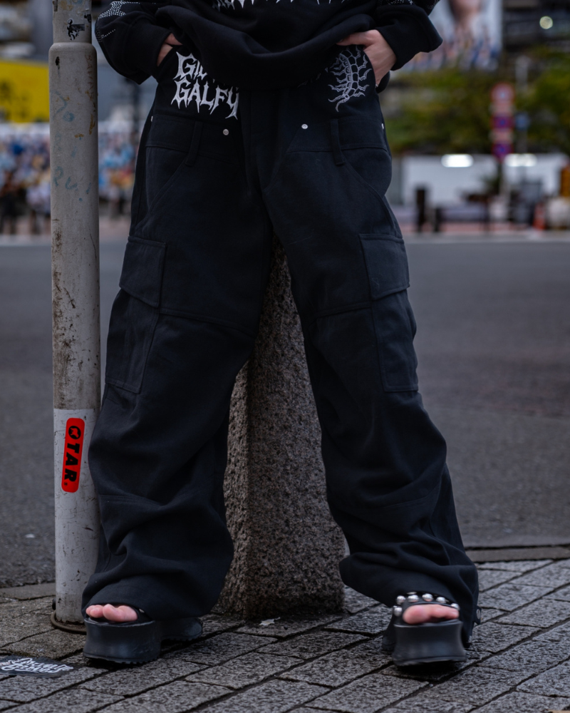 【受注生産】gibous×GALFY gothic logo centipede pants black