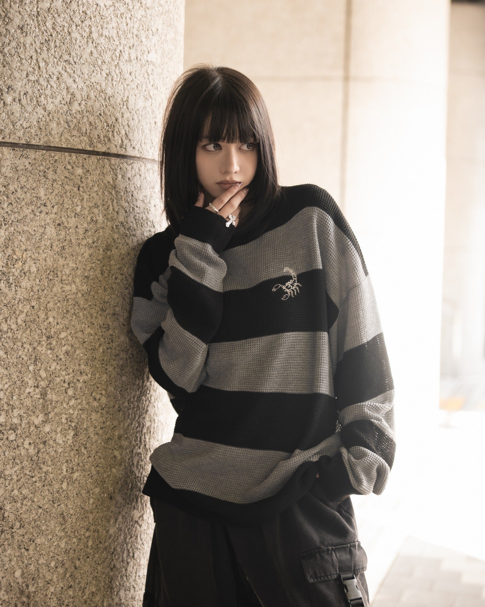 【再販】gibous scorpion mesh chuck border tops grey×black