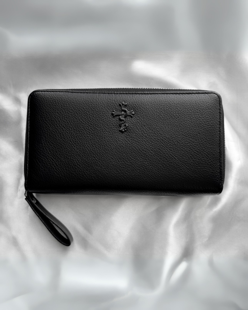 gibous Large black cross wallet