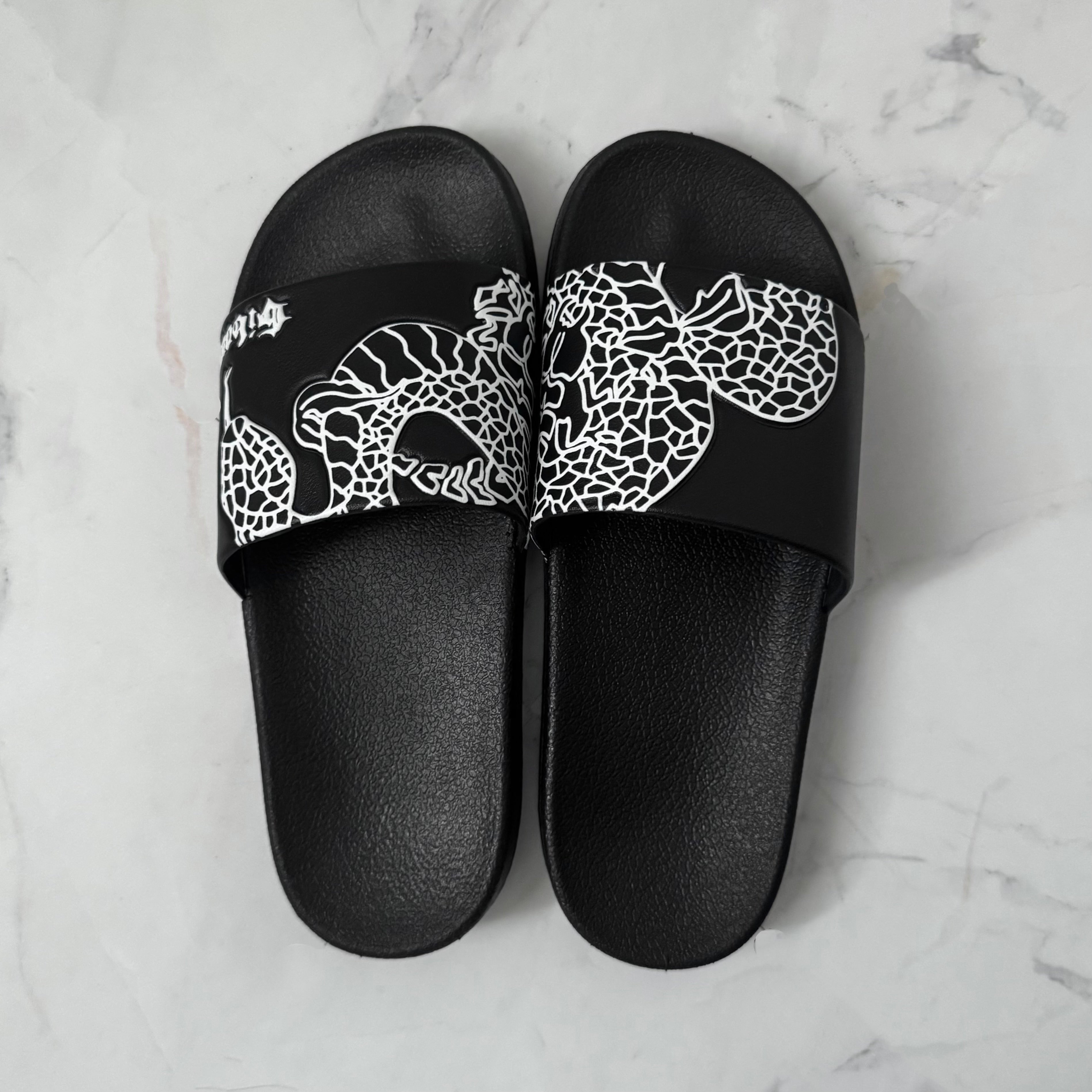 gibous gothic logo snake scorpion shower sandals