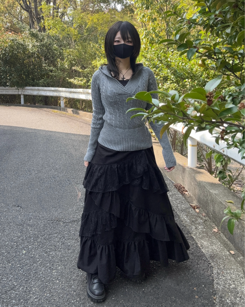 【再販】gibous frill lace long skirt