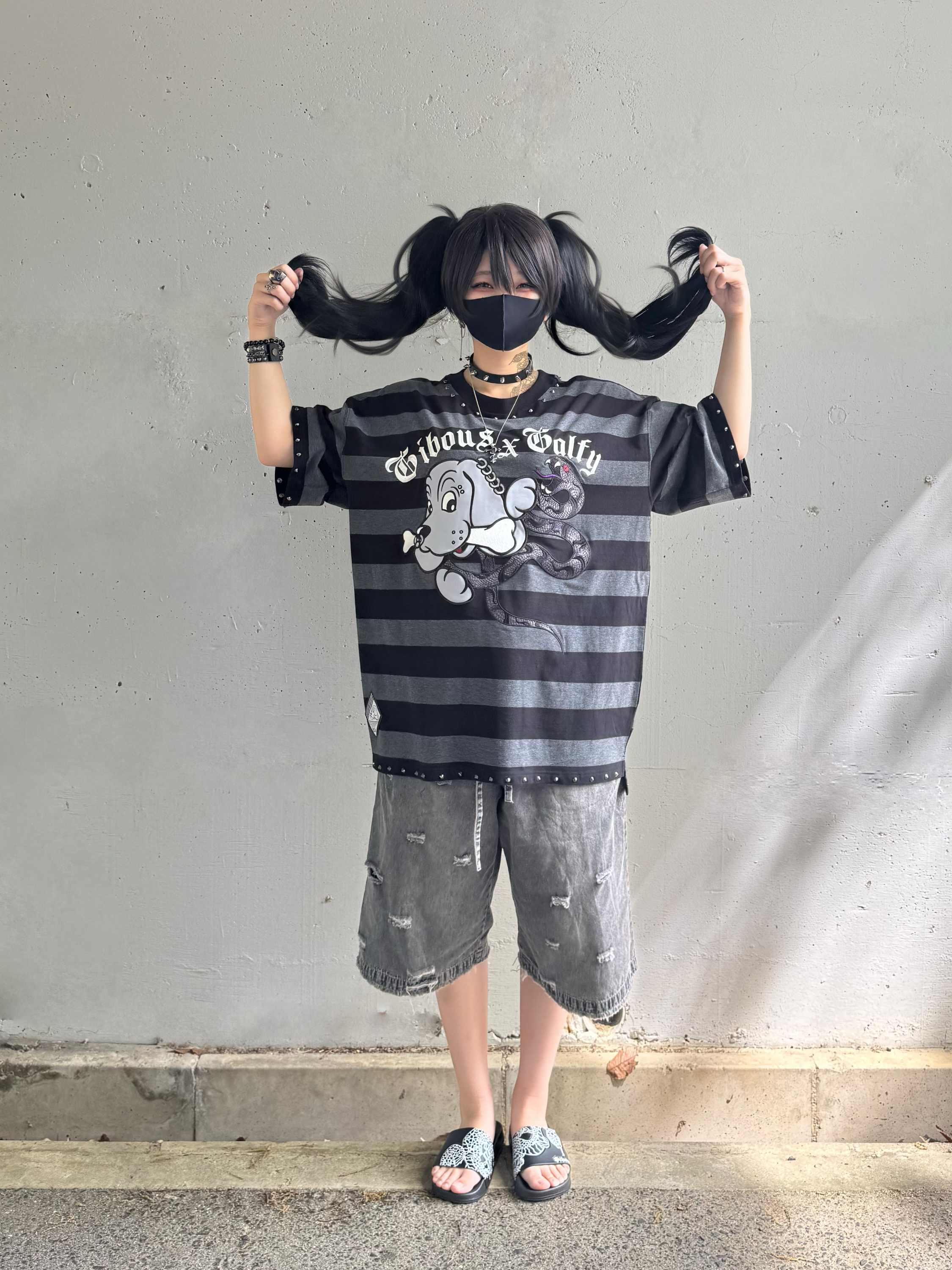 【受注生産】gibous×GALFY snake dog denim jinbei grey