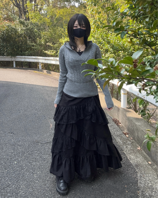 【再販】gibous frill lace long skirt