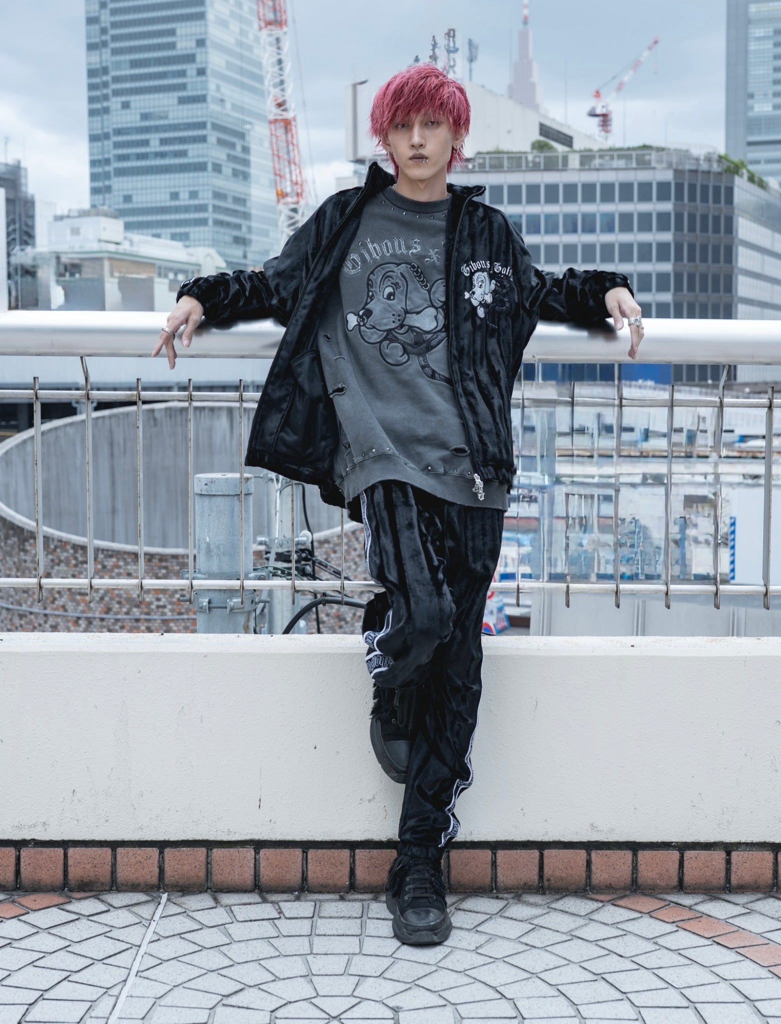 【受注生産】gibous×GALFY velour track jacket set up
