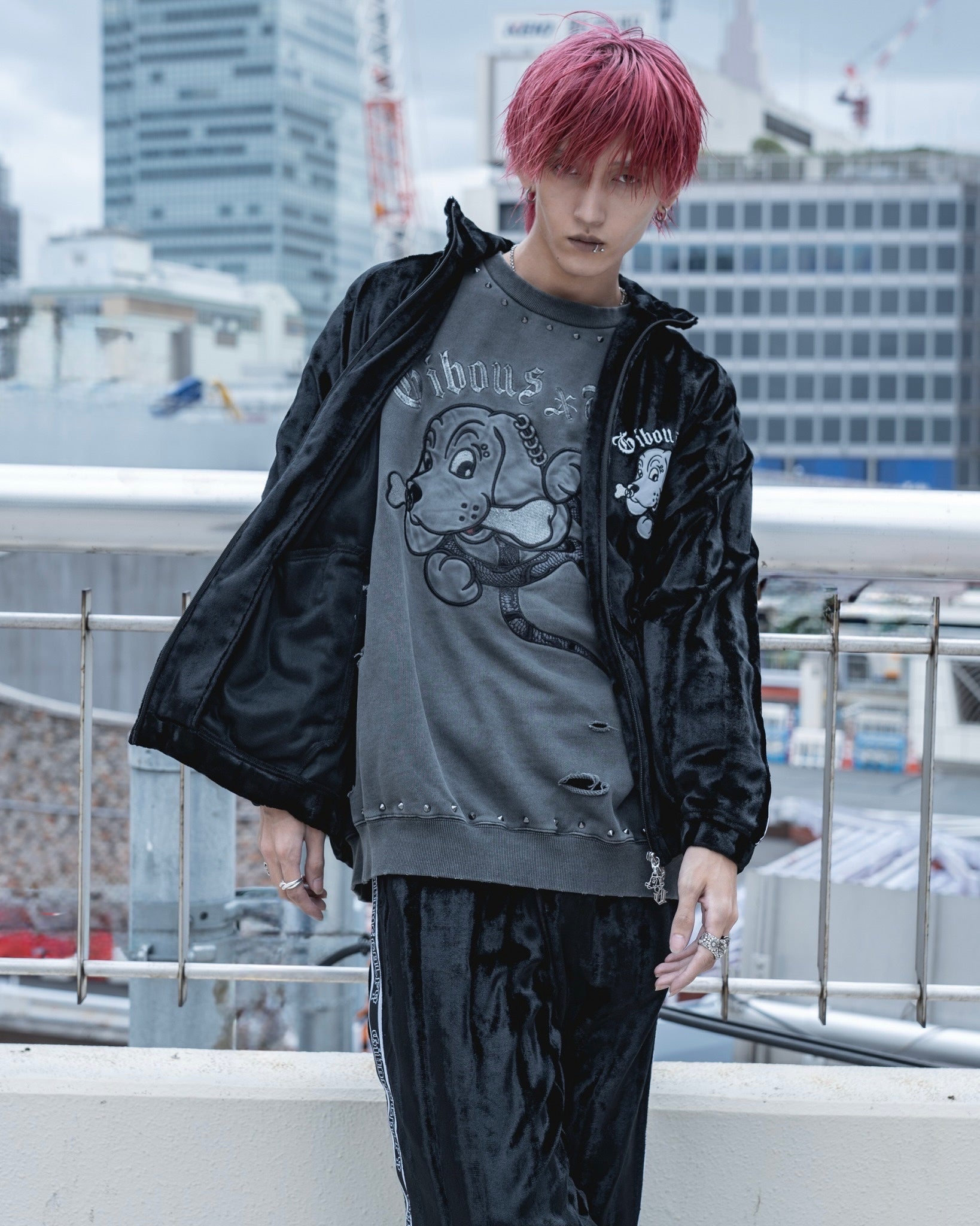 【受注生産】gibous×GALFY velour track jacket set up