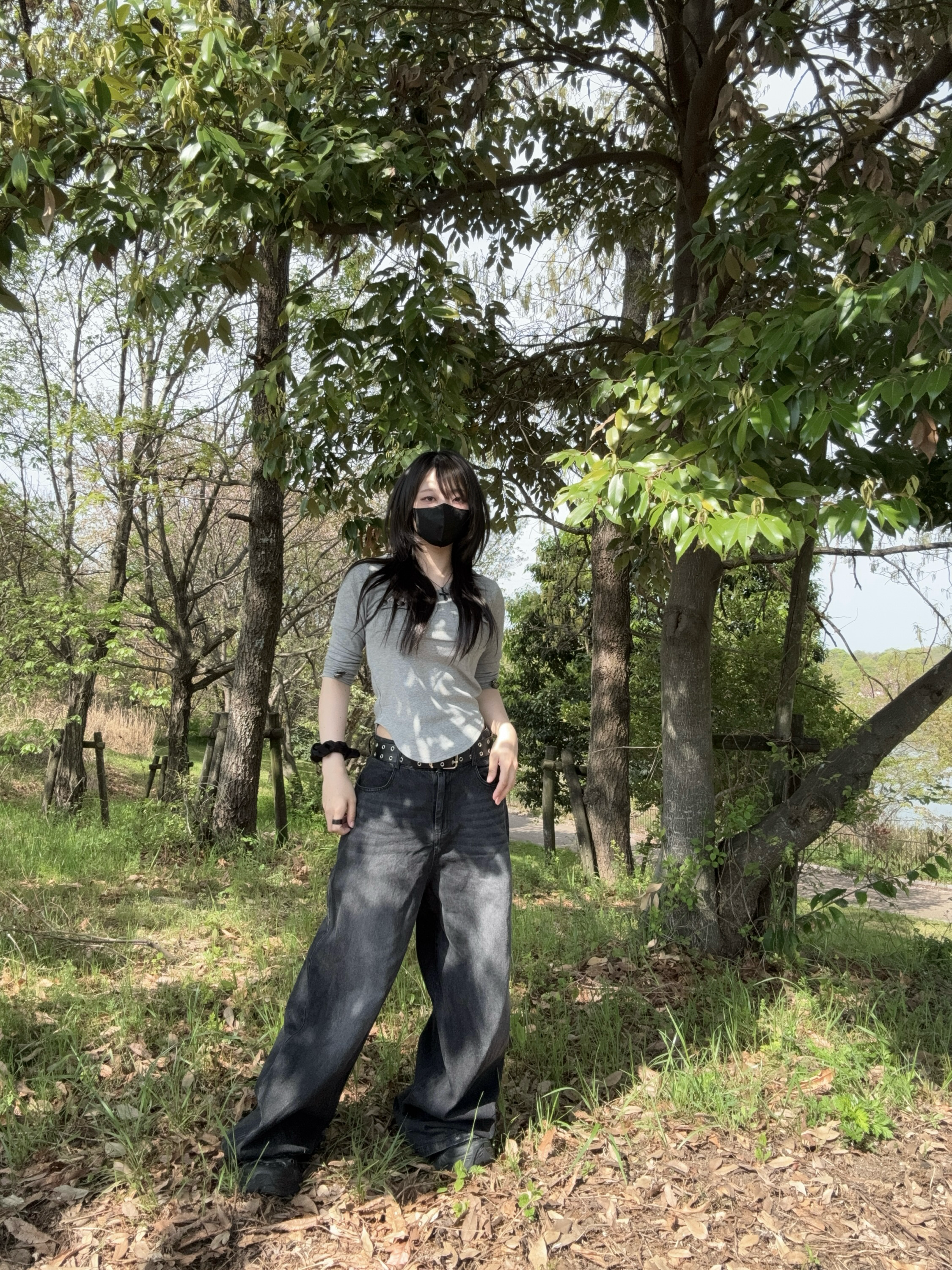 gibous rib original button v neck tops gray