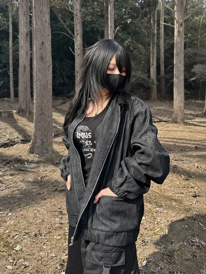 gibous snake cross corduroy denim jacket
