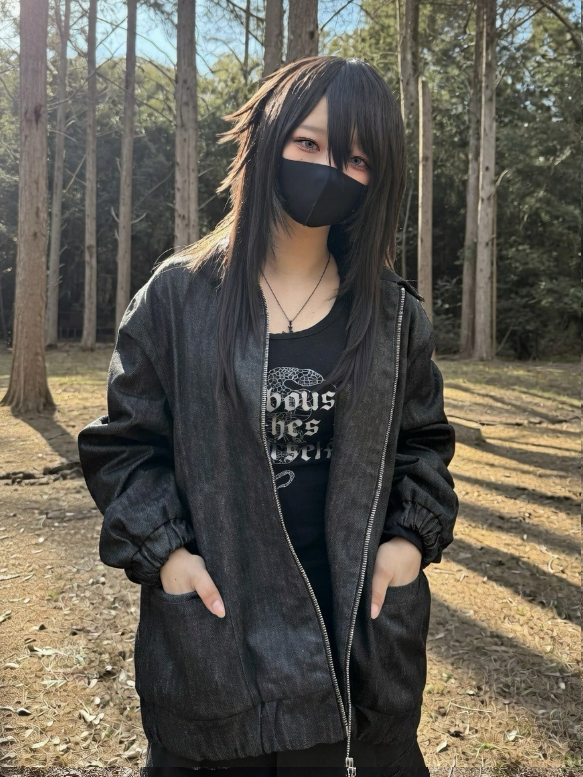 gibous snake cross corduroy denim jacket