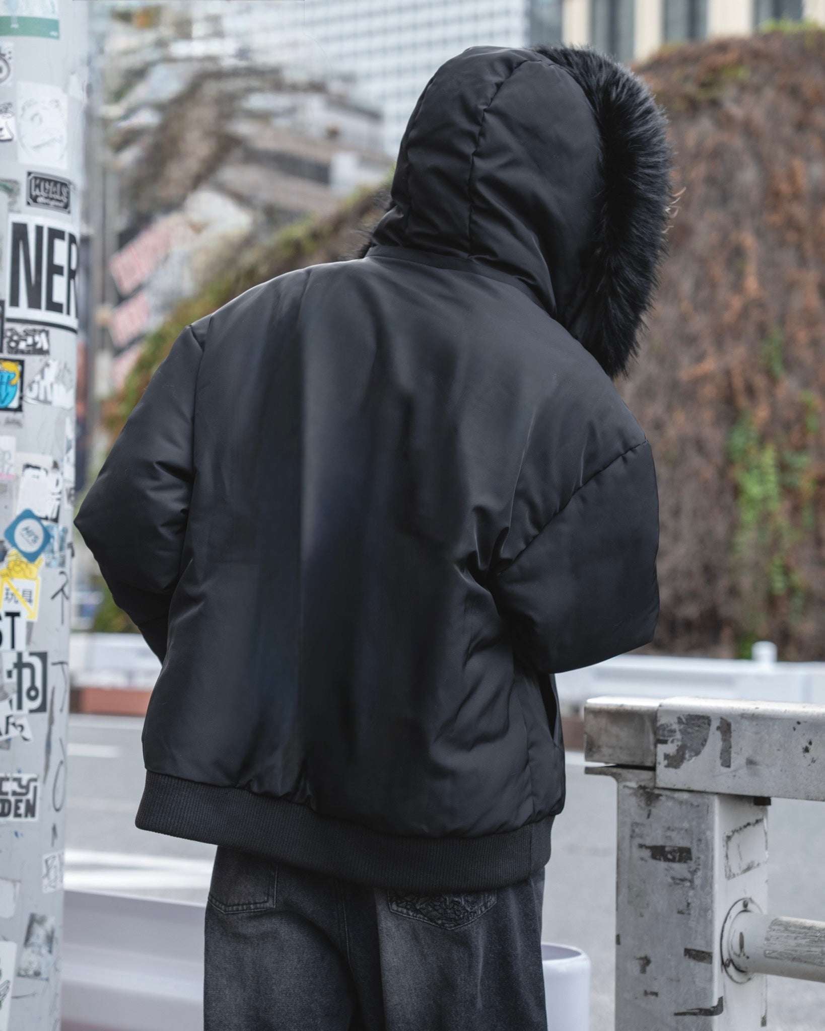 gibous warm padded 3way fur blouson