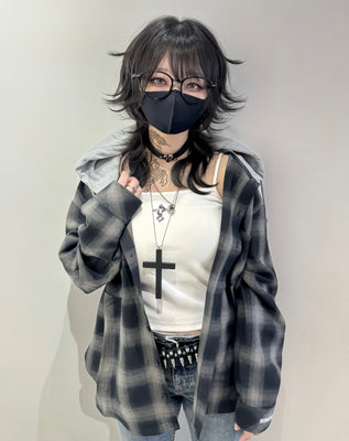 【再販】gibous snake scorpion check shirt hoodie
