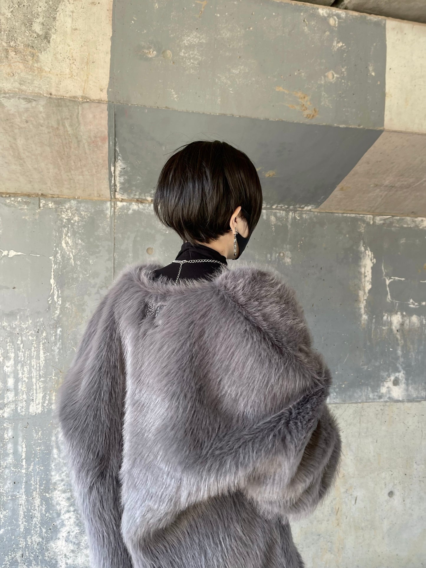 gibous×dependoll fur belt outer gray