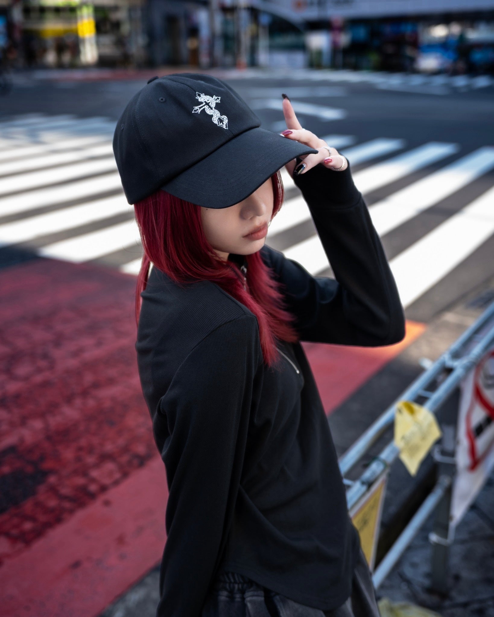 gibous snake cross long bill cap black