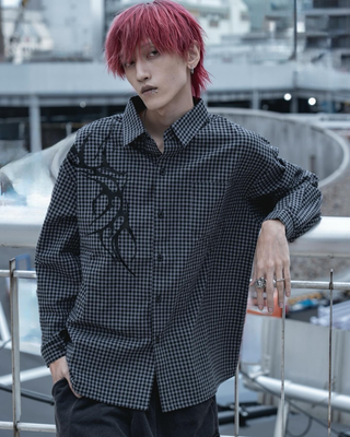 gibous check tribal snake cross shirt