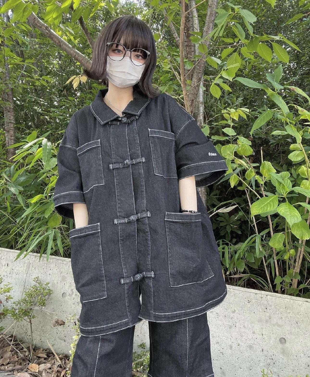 【再販】gibous china stitch denim tops