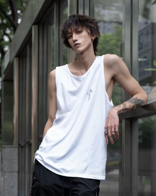 gibous snake cross tanktop white