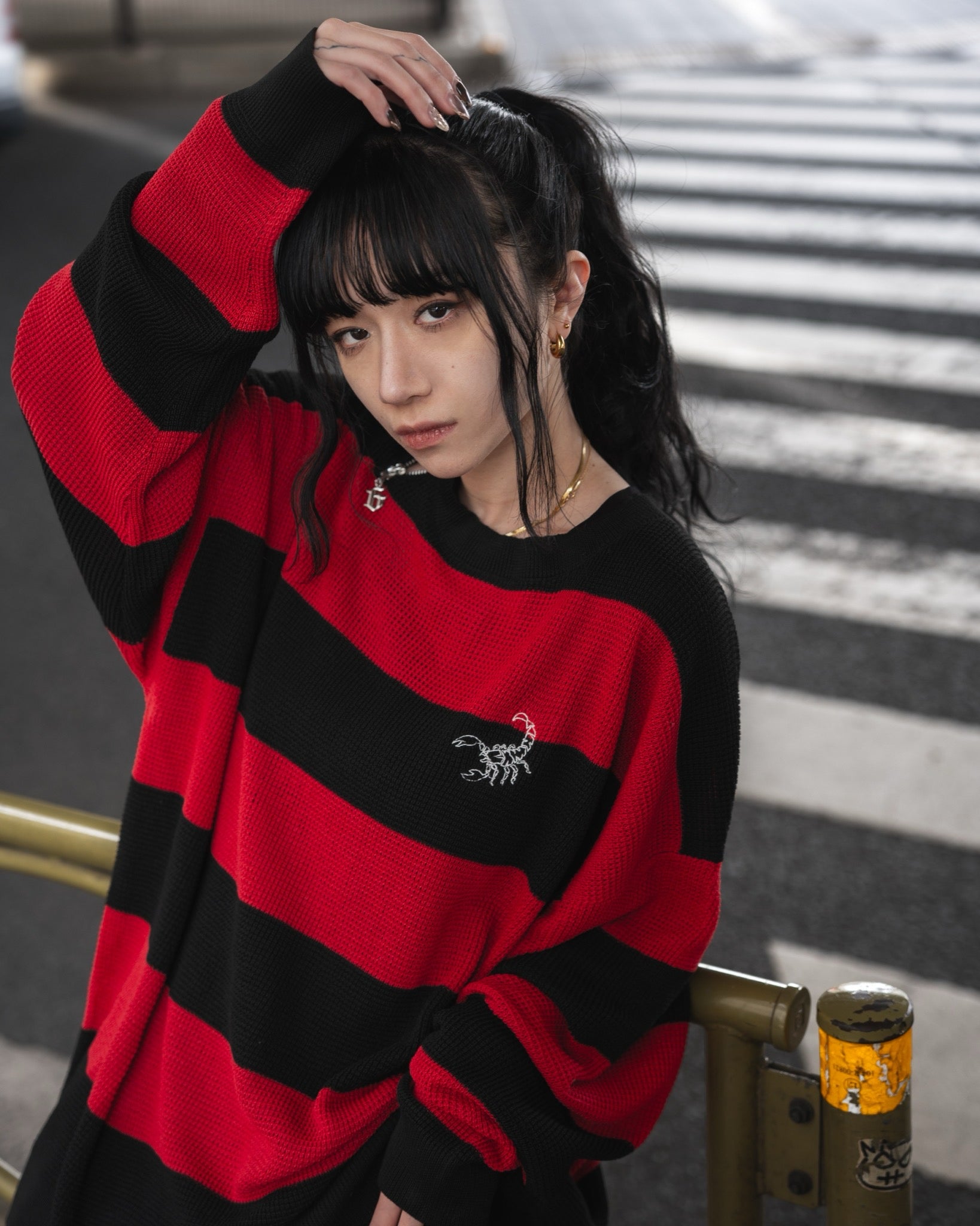 【再販】gibous scorpion mesh chuck border tops red×black