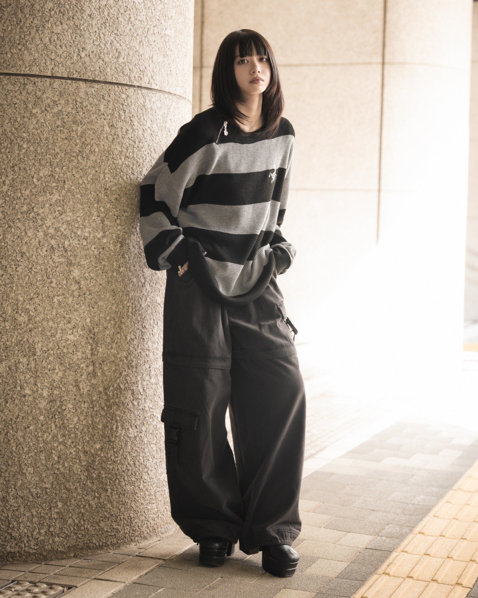 【再販】gibous scorpion mesh chuck border tops grey×black