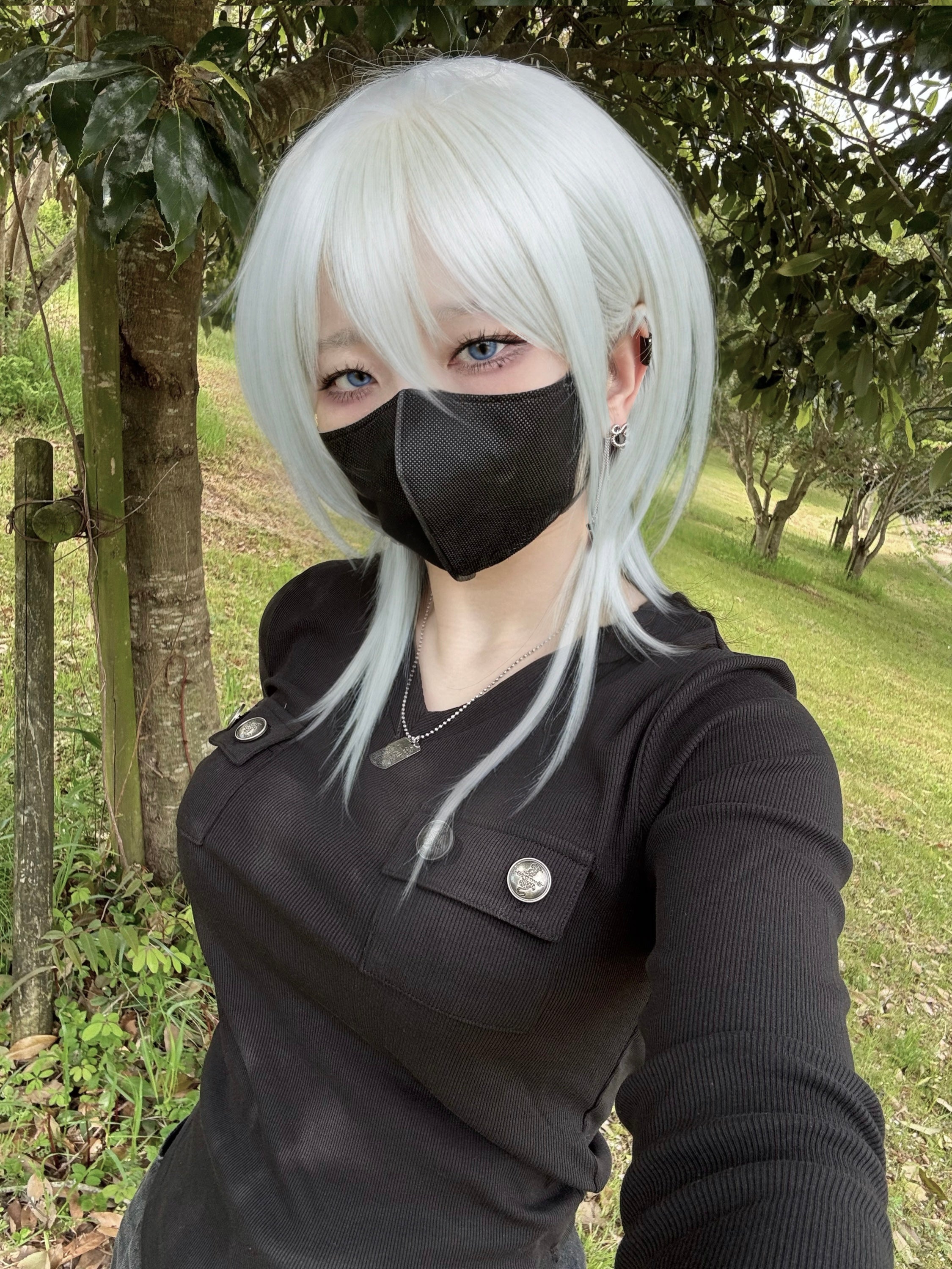 gibous rib original button v neck tops black