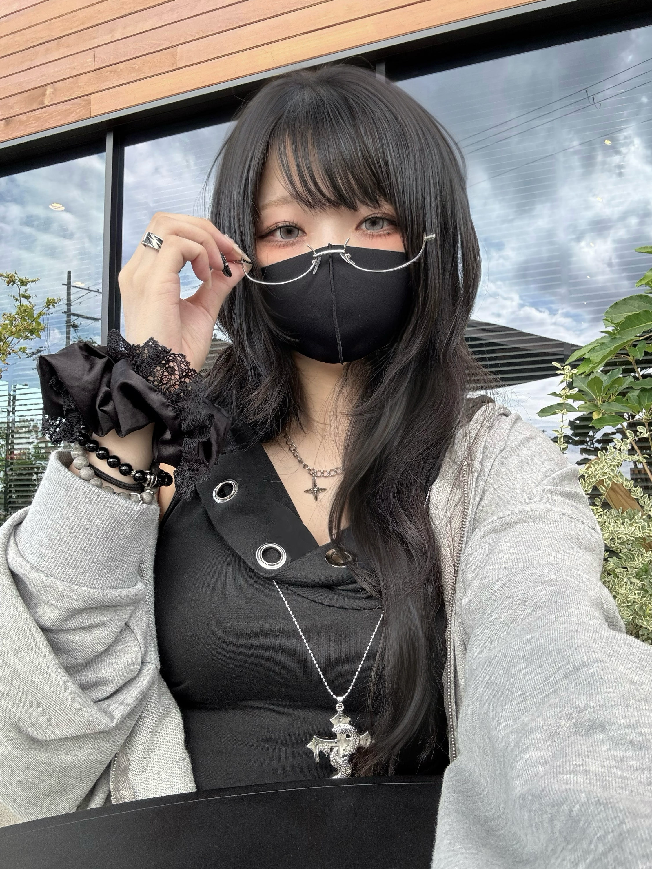 gibous snake cross pierce stock necklace silver