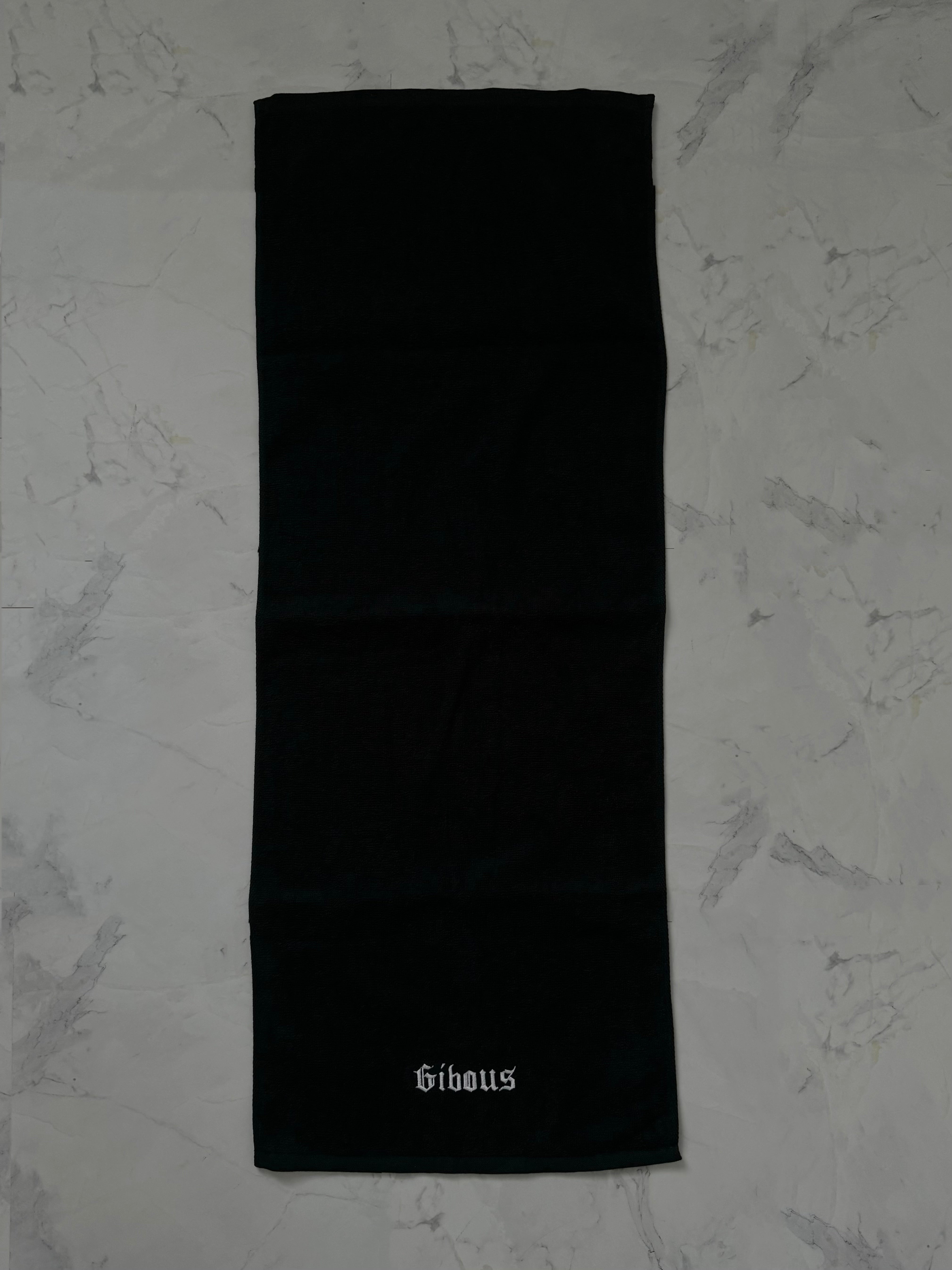 gibous face cotton towel black logo