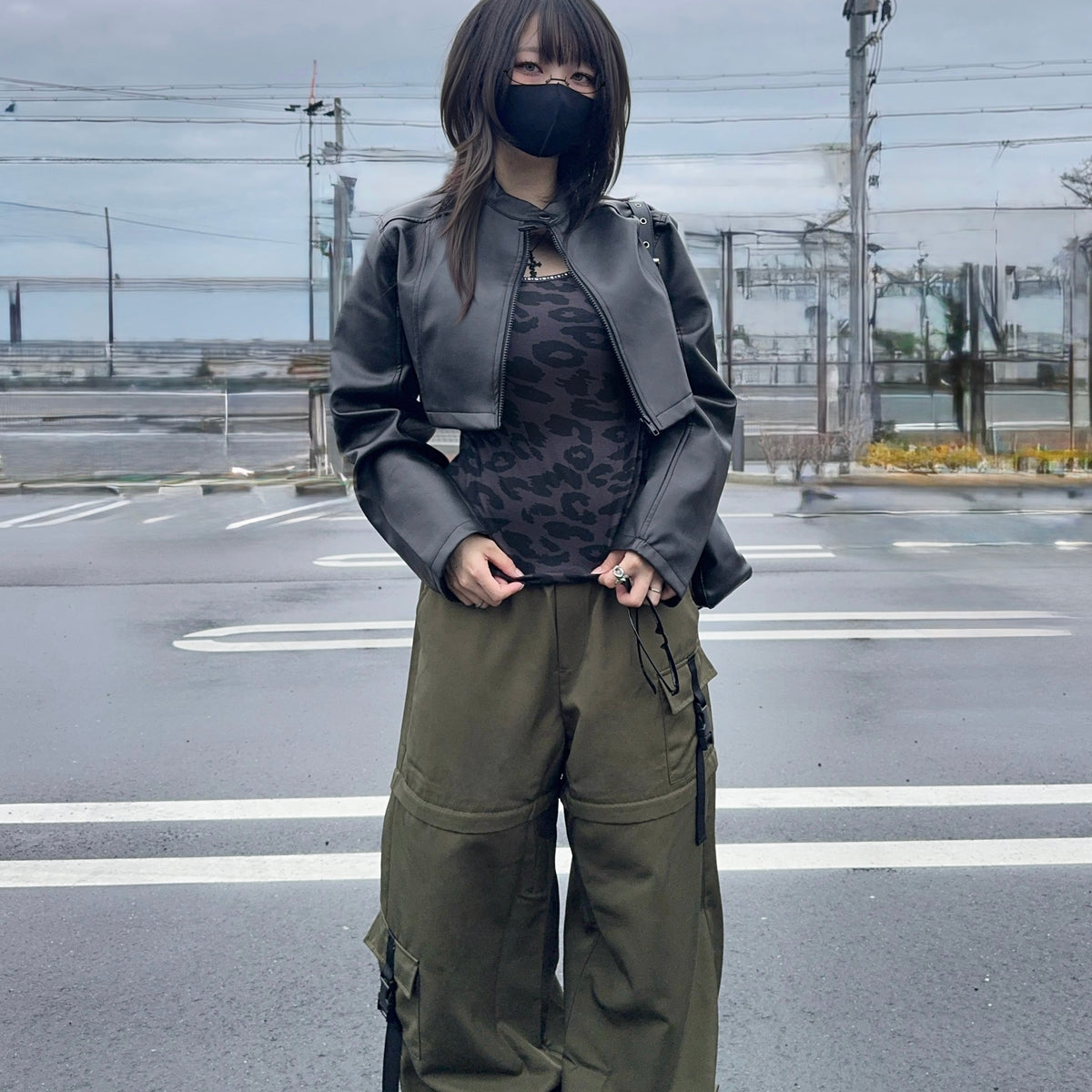 再販】gibous scorpion zipper cargo trousers khaki