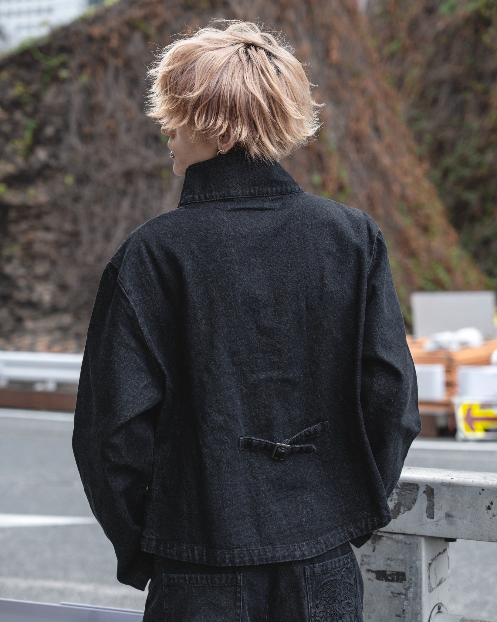 gibous Military Button Dark Denim Jacket