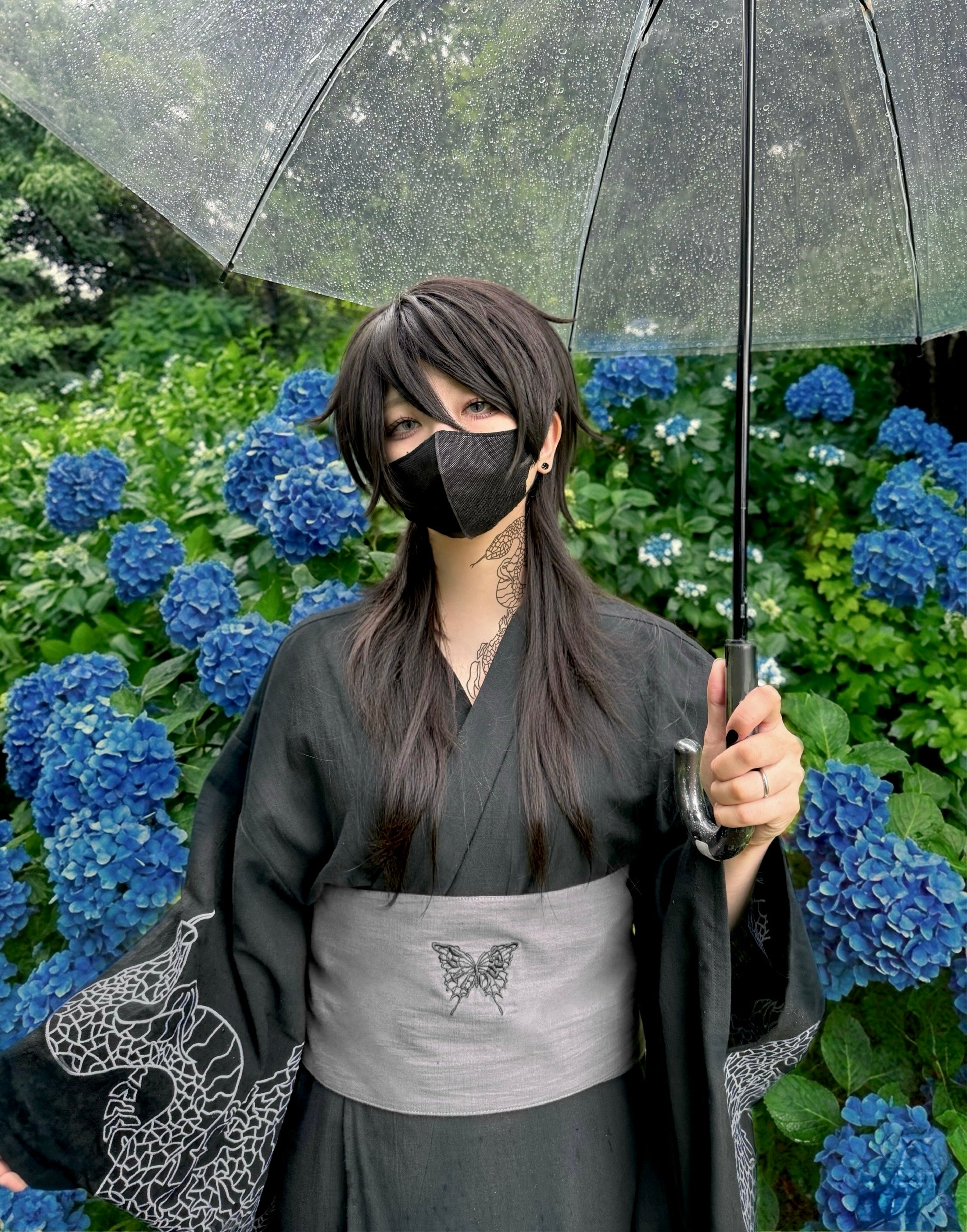 【再販】gibous dark snake yukata black