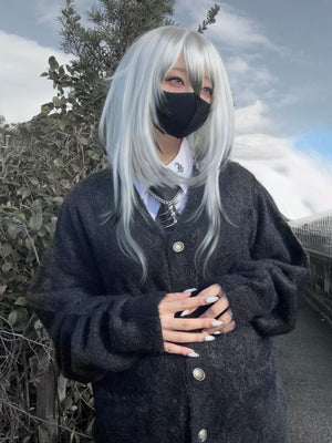 gibous original button cardigan black