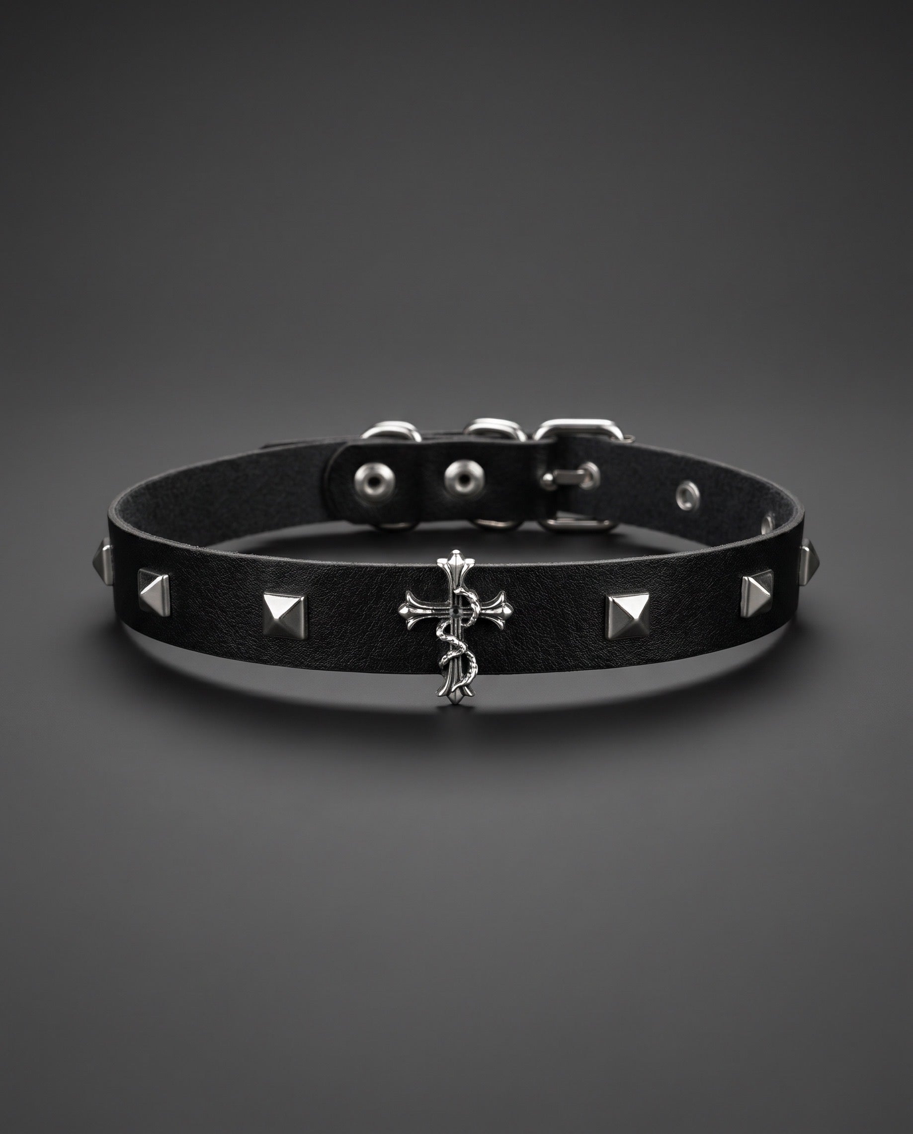 gibous belt studs snake cross choker