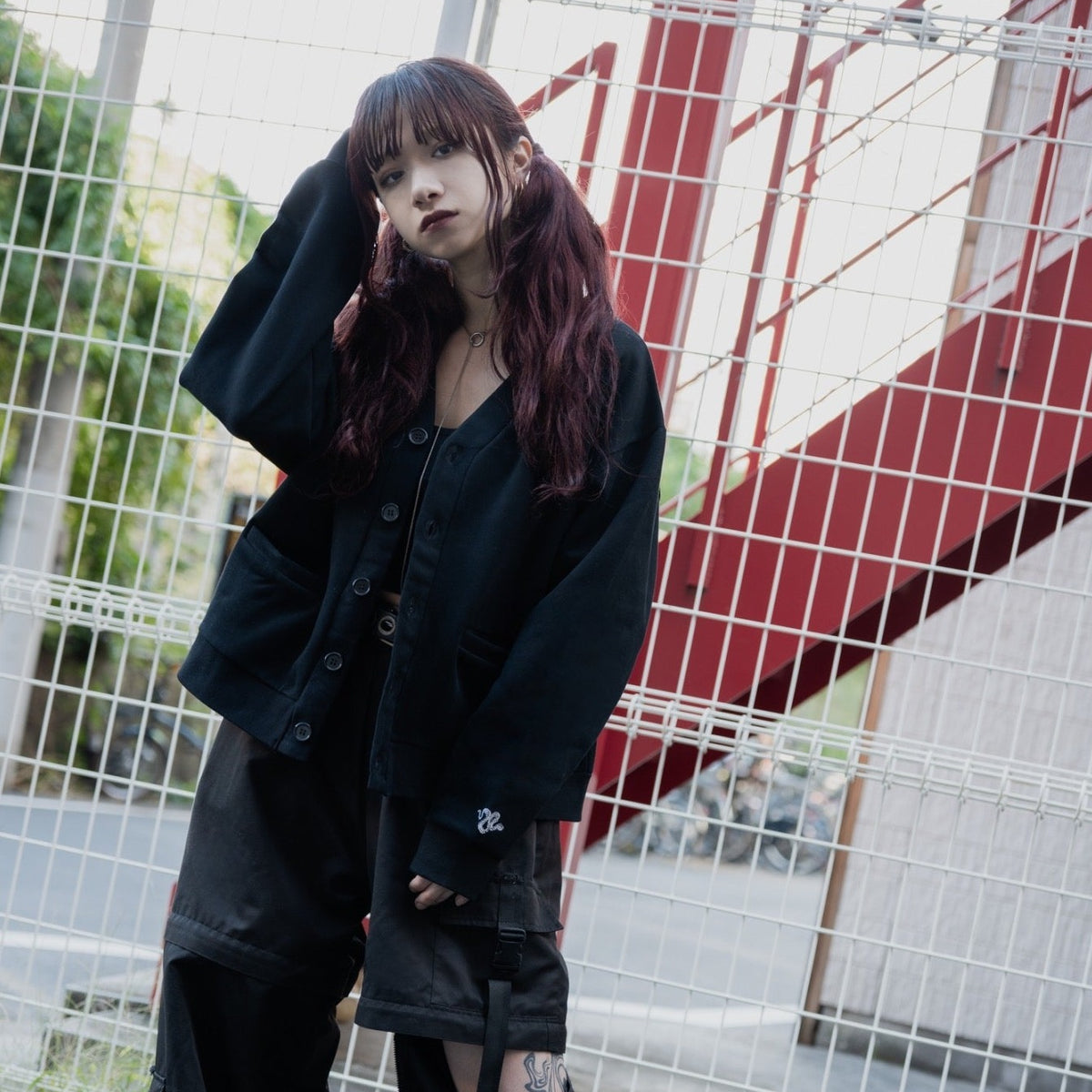 gibous×lhp sweat cardigan black