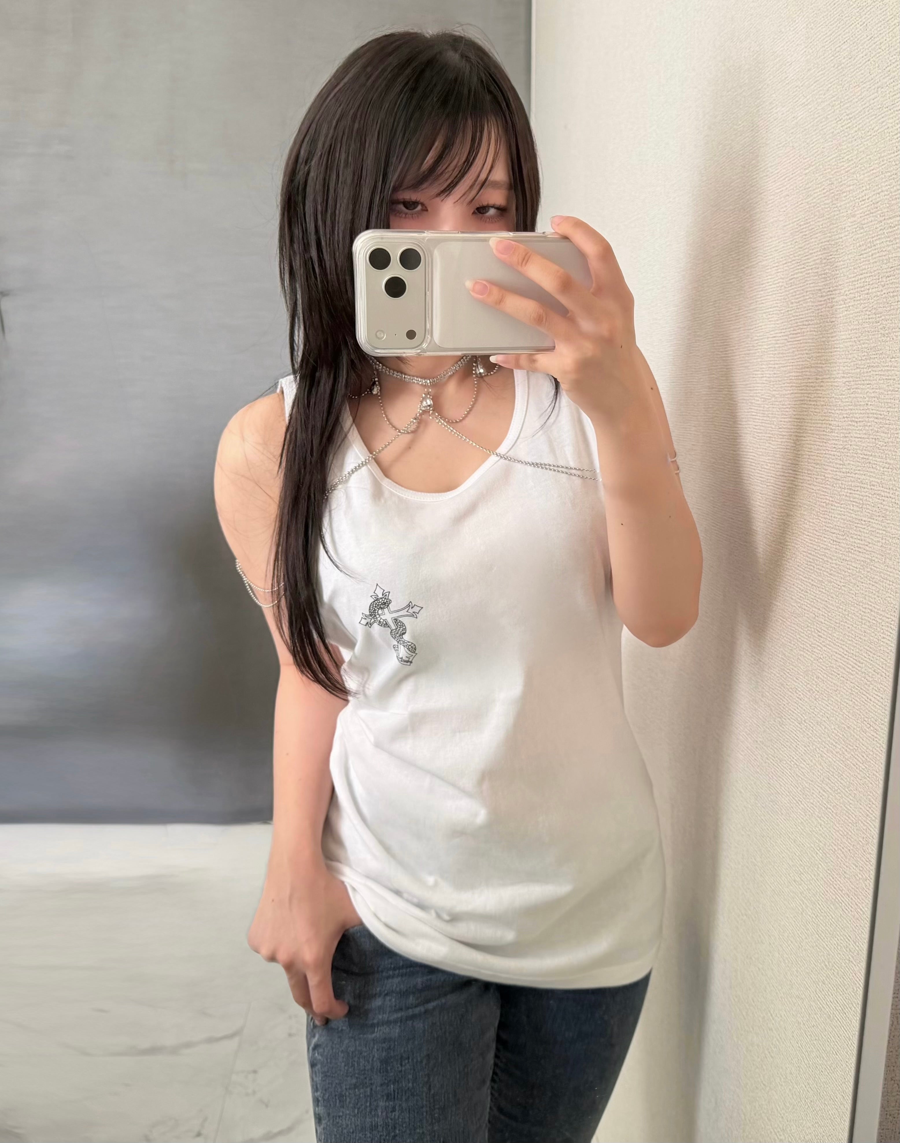 gibous snake cross tanktop white