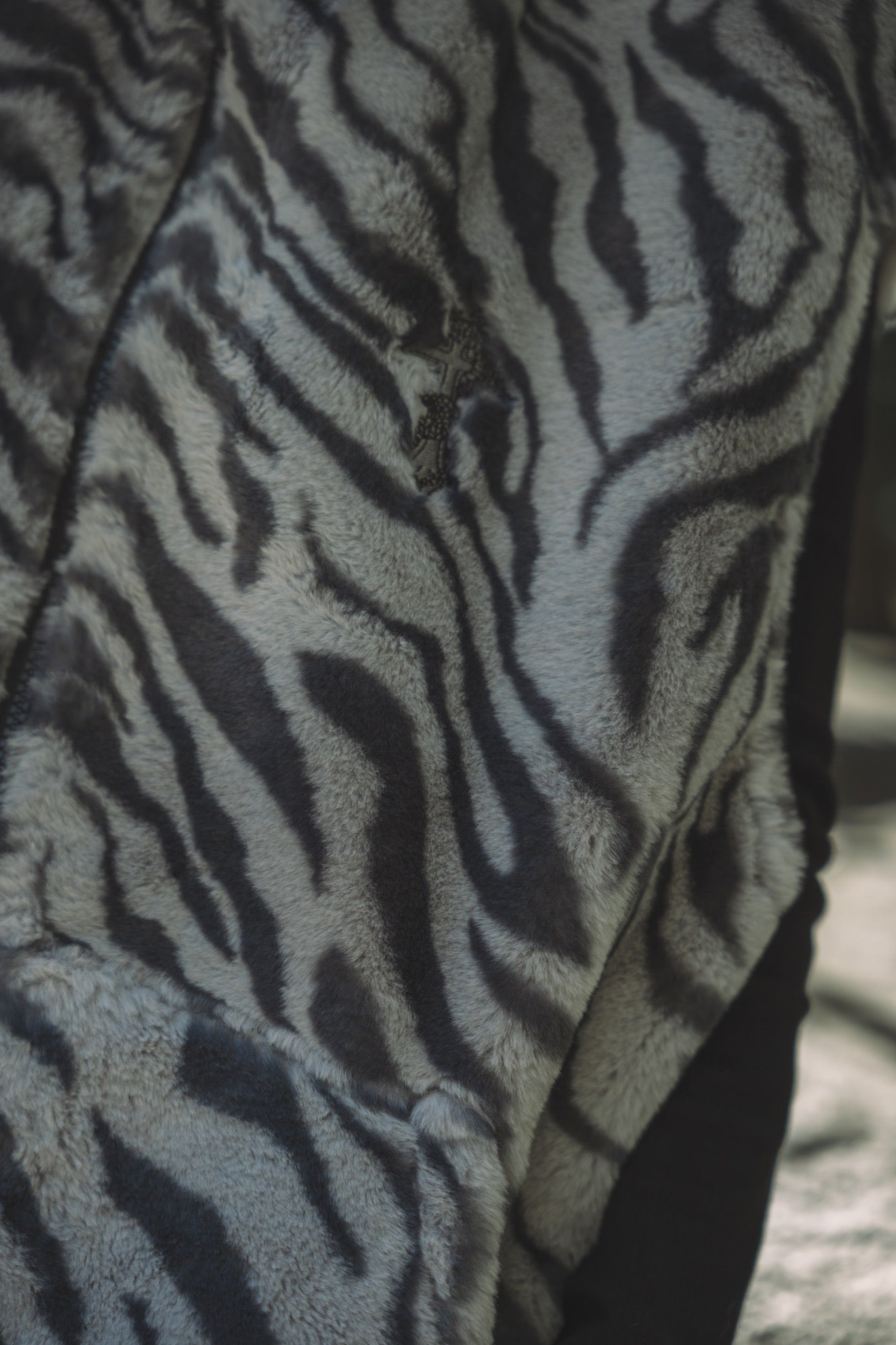 gibous zebra fur vest