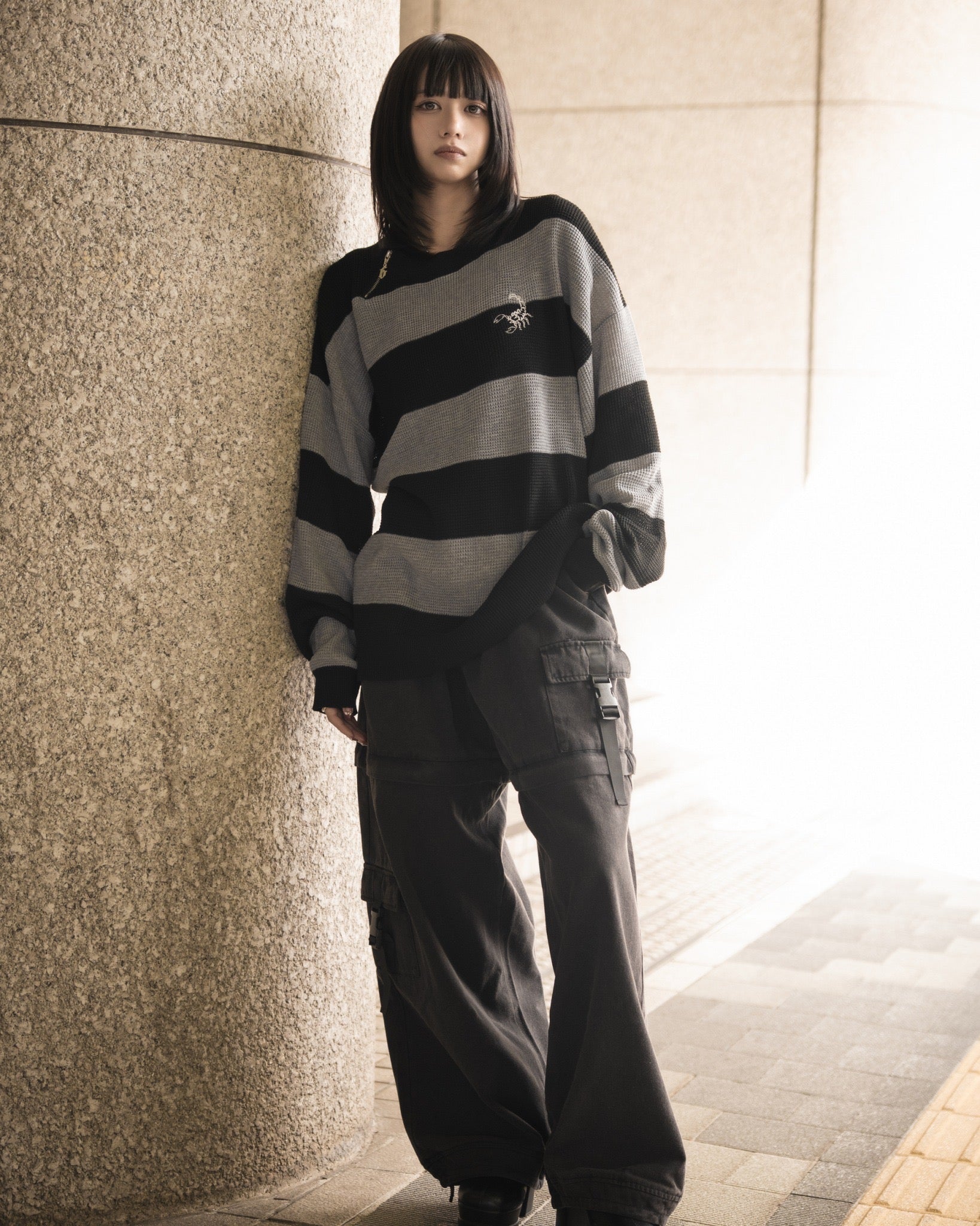 【再販】gibous scorpion mesh chuck border tops grey×black