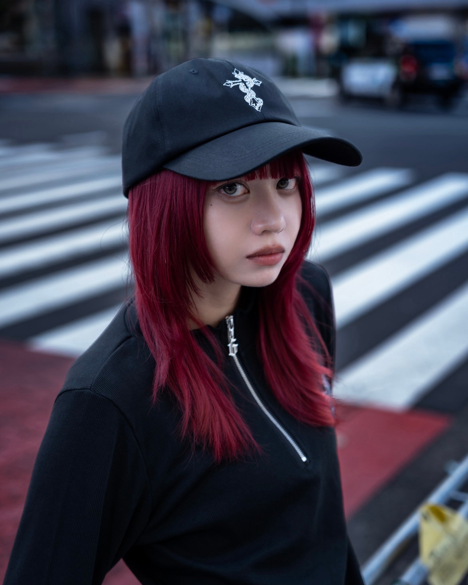 gibous snake cross long bill cap black