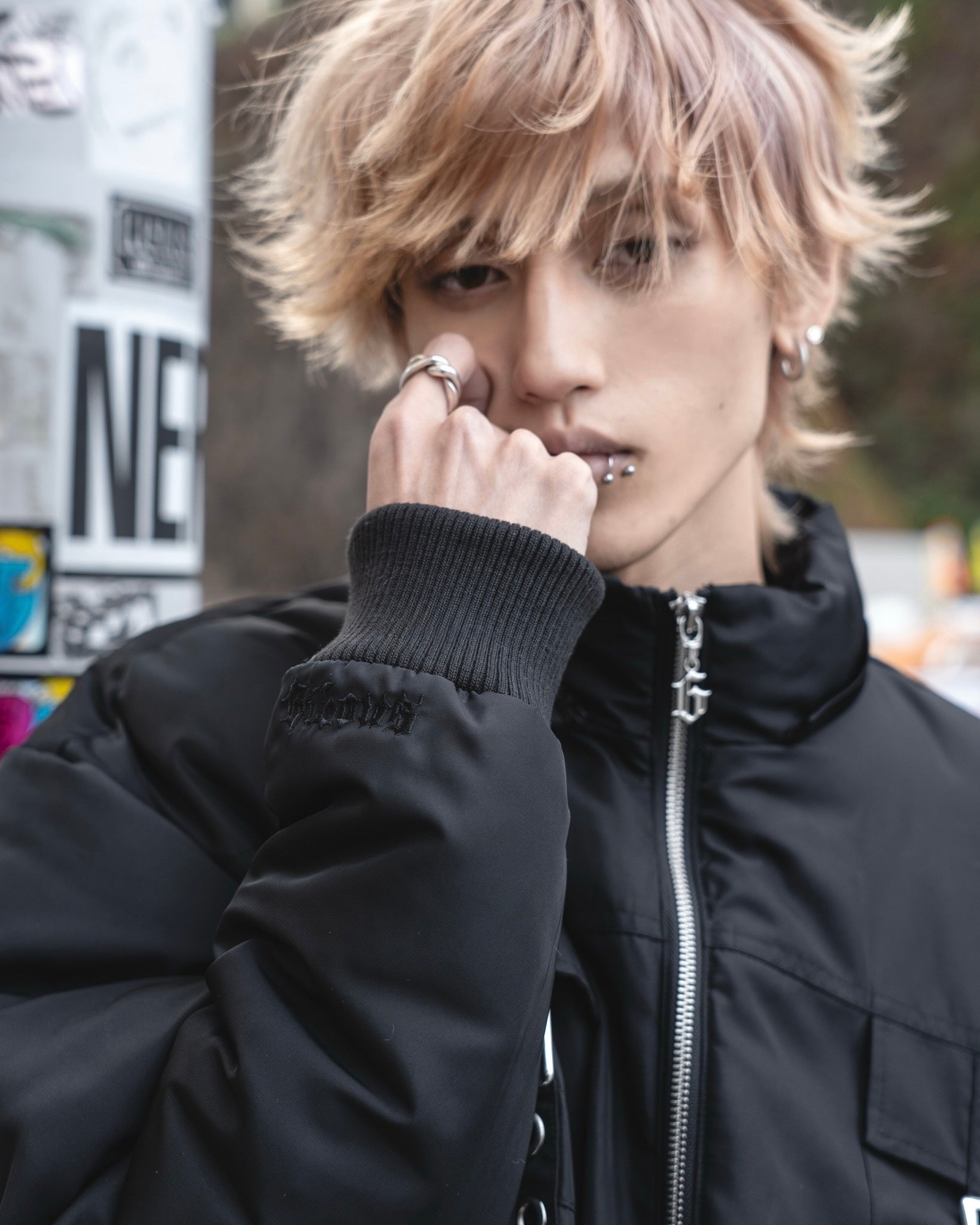 gibous warm padded 3way fur blouson